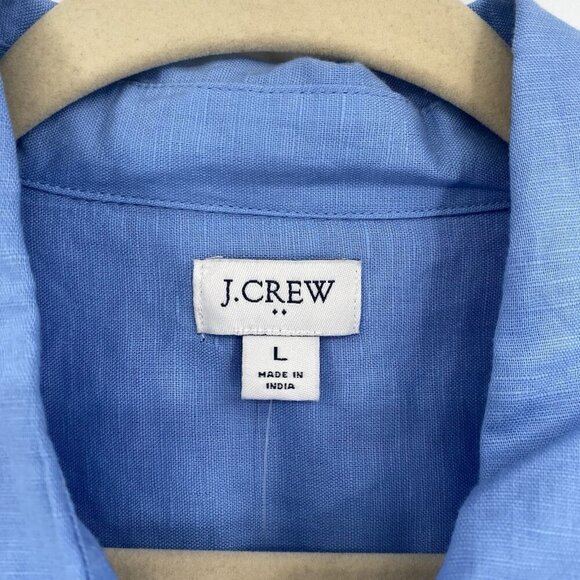 J.Crew Women's Size L Blue Linen Blend Button Up Long Sleeve Shirt NWT AL522 - Picture 5 of 10